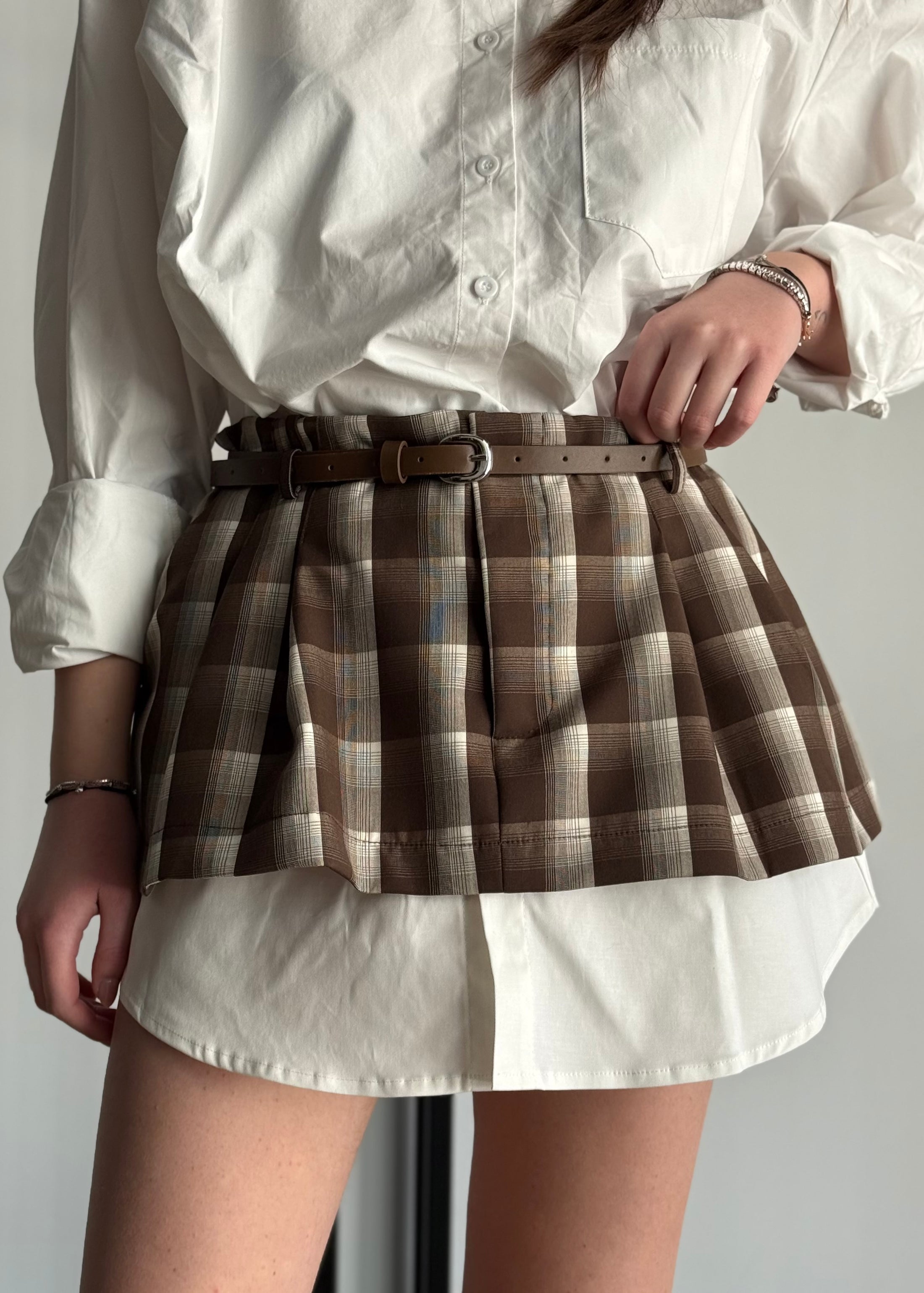 Gonna mini LUMINA a quadri moro