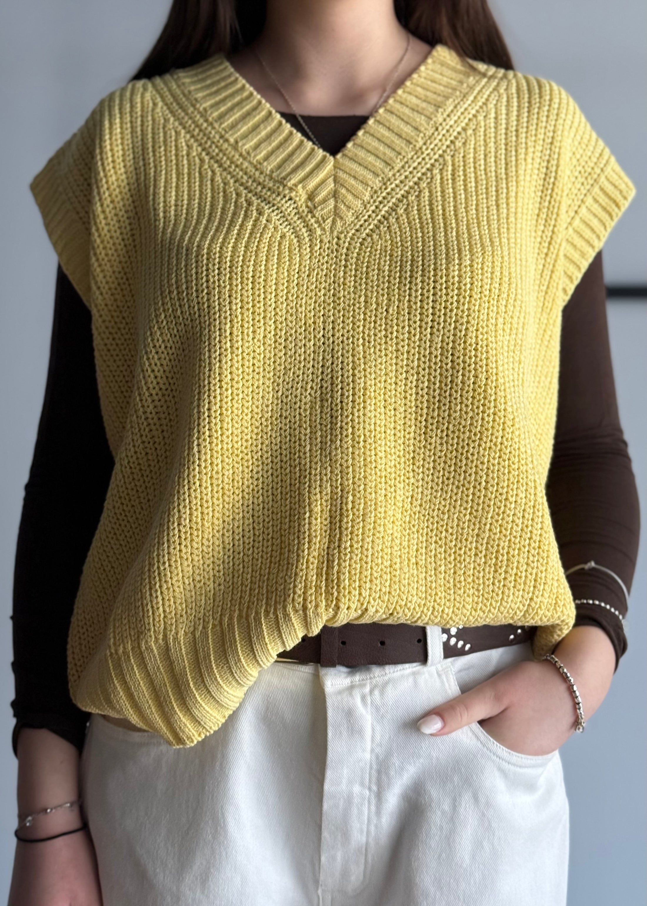 Gilet ZAHJR in maglia giallo
