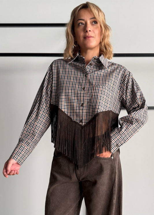 Camicia check con frange moro - PHILIALOFT