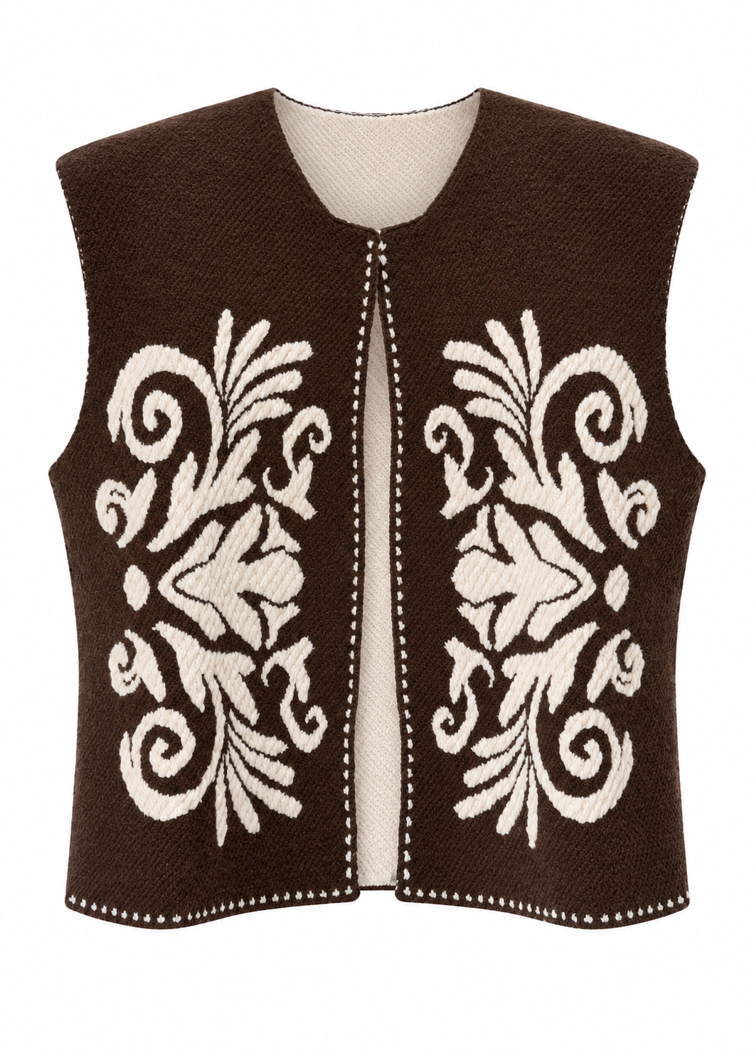 Gilet moro con ricami panna - ZAHJR