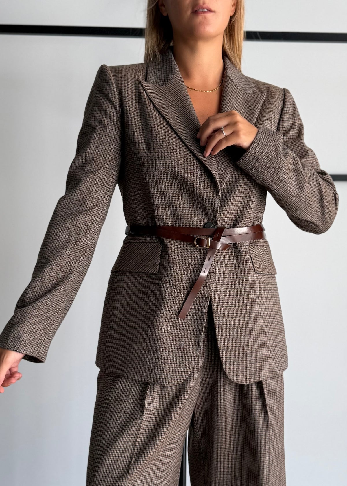 Giacca check con cintura - KONTATTO