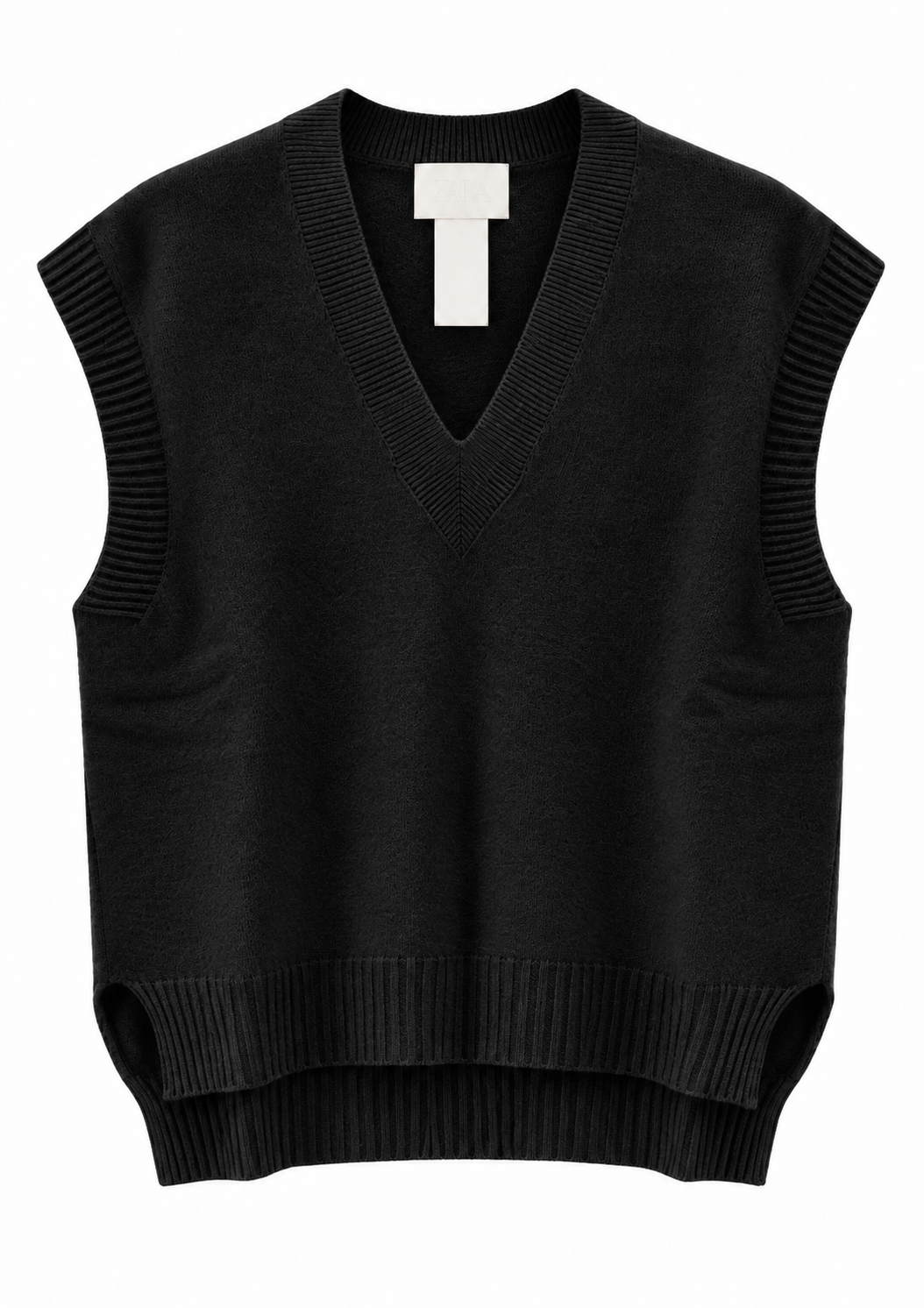 Gilet in maglia con scollo V nero - ZAHJR