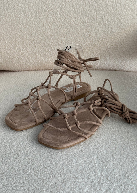 Sandali alla schiava in suede beige