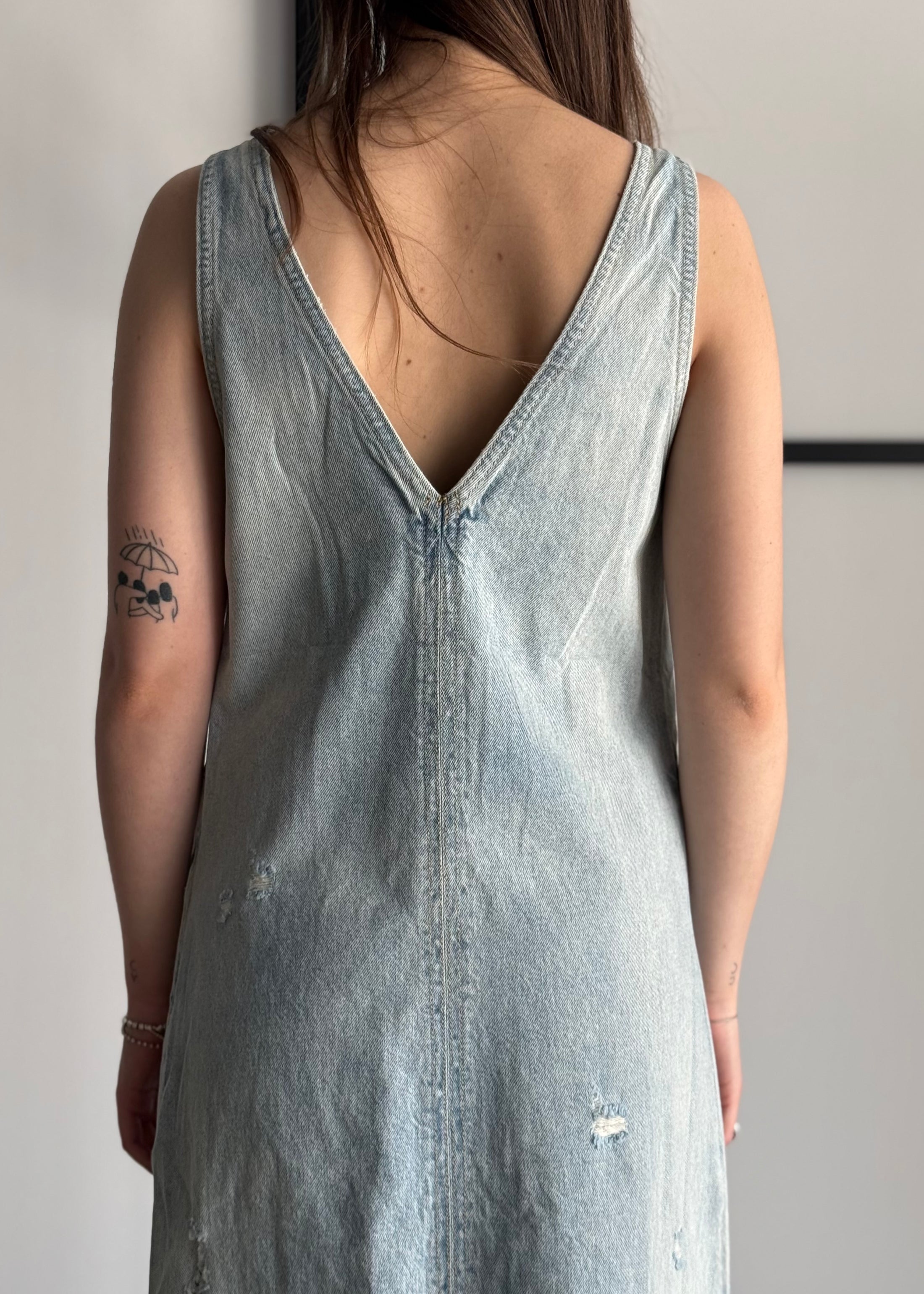 Abito denim midi destroyed