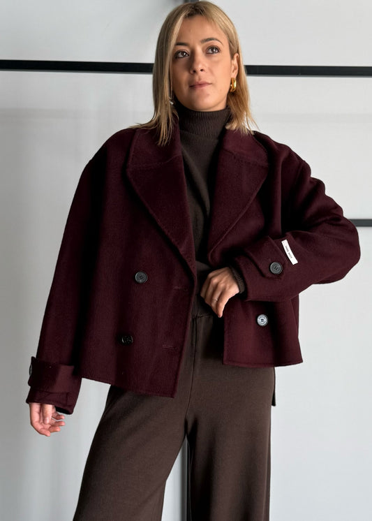 Cappotto corto doppiopetto con maxi revers - KONTATTO