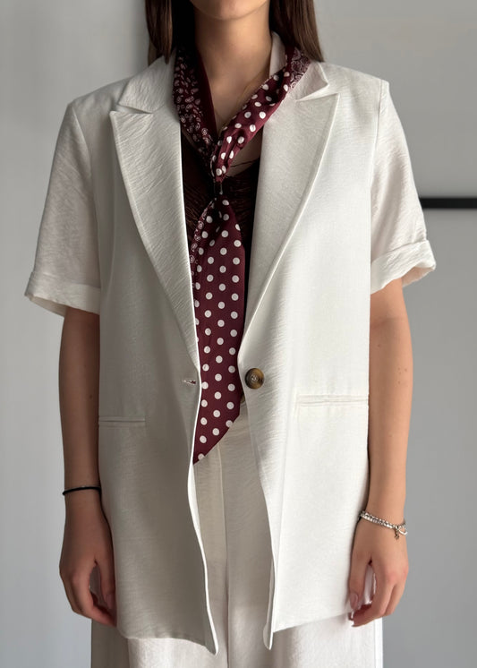 Blazer monopetto ZAHJR bianco con foulard