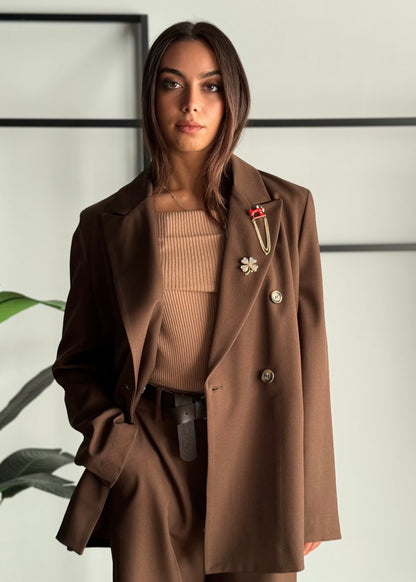 Blazer doppiopetto con spille gioiello -ZAHJR