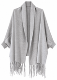 Carica l'immagine nel visualizzatore della galleria, Mantella in maglia grigio con frange - ZAHJR
