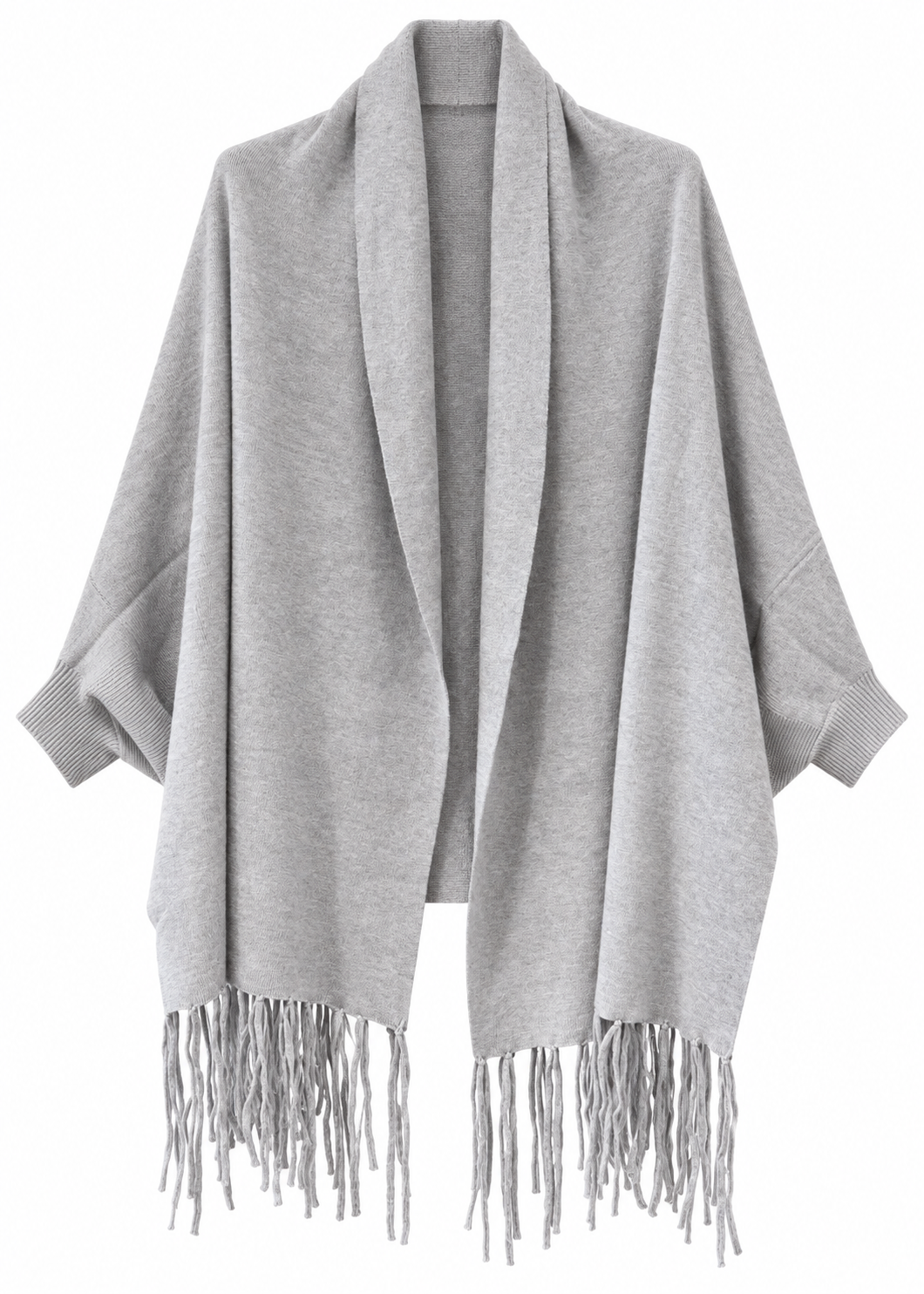 Mantella in maglia grigio con frange - ZAHJR