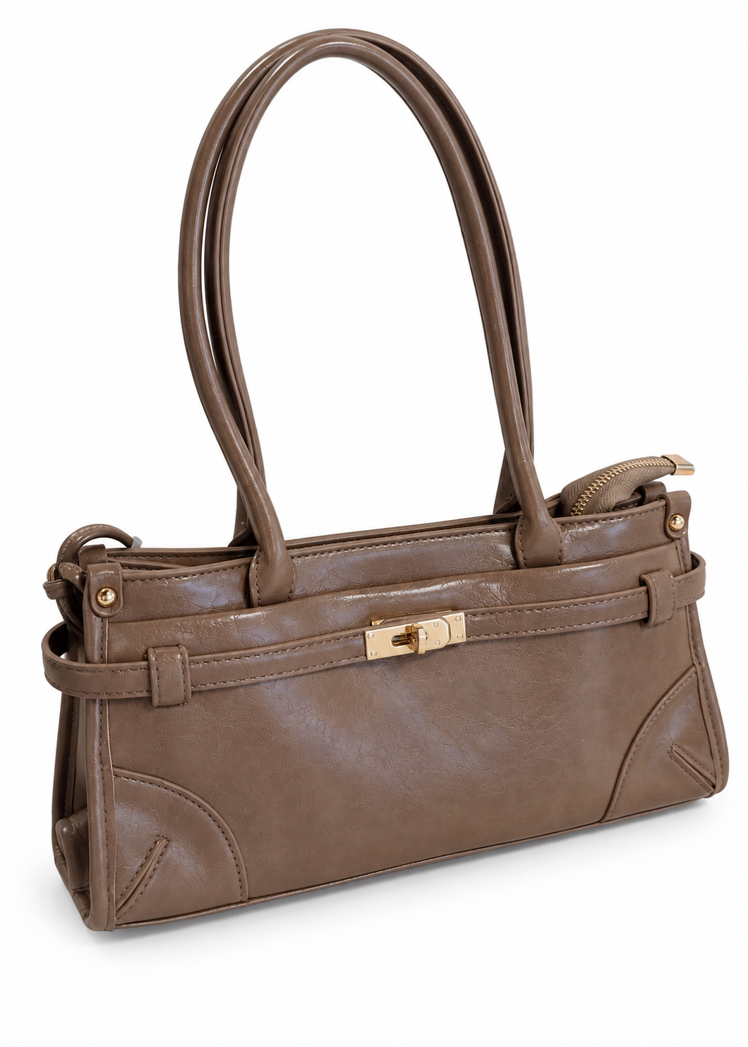 Borsa taupe con dettaglio turn lock