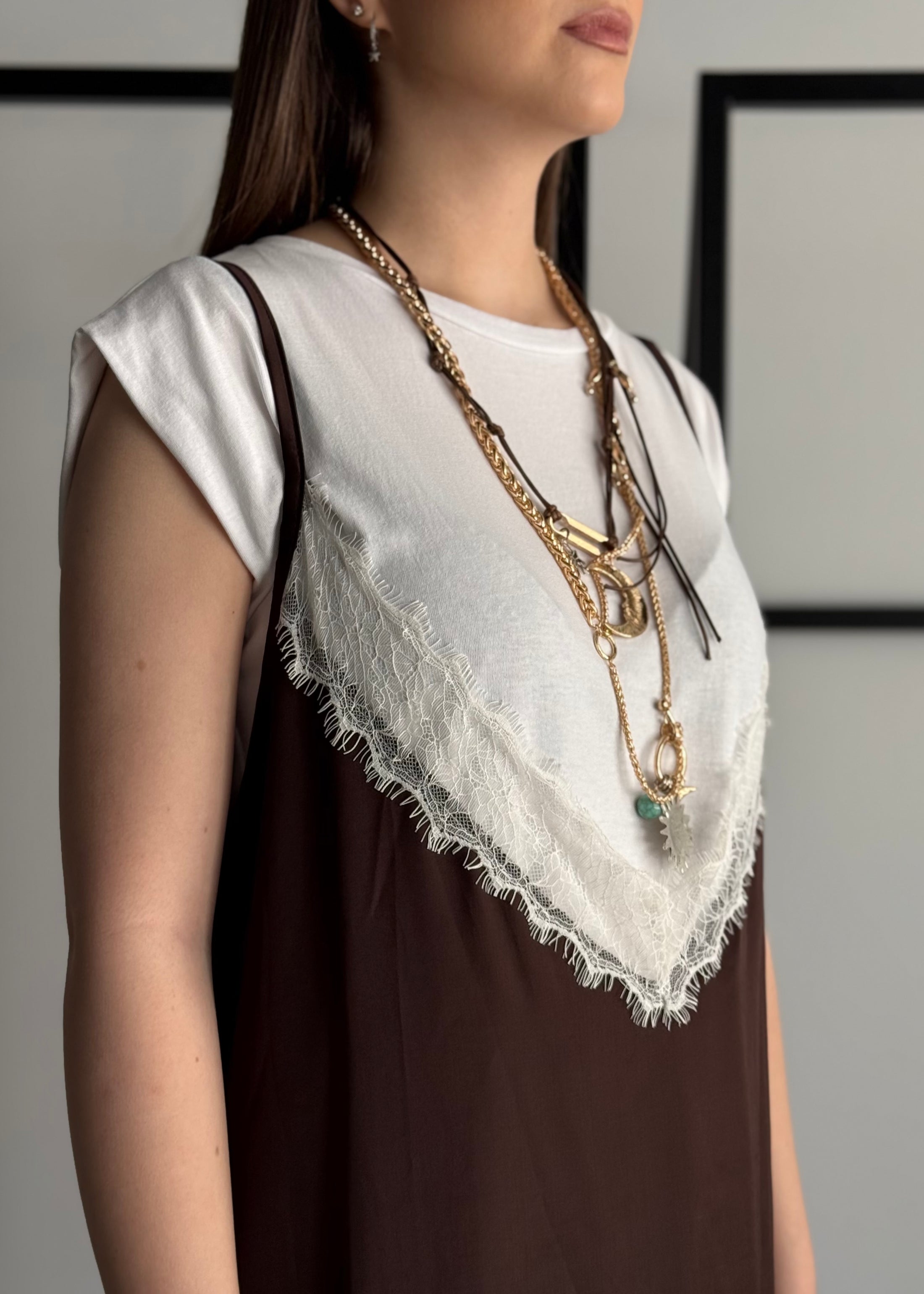 Abito t-shirt KIKISIX con sottoveste raso