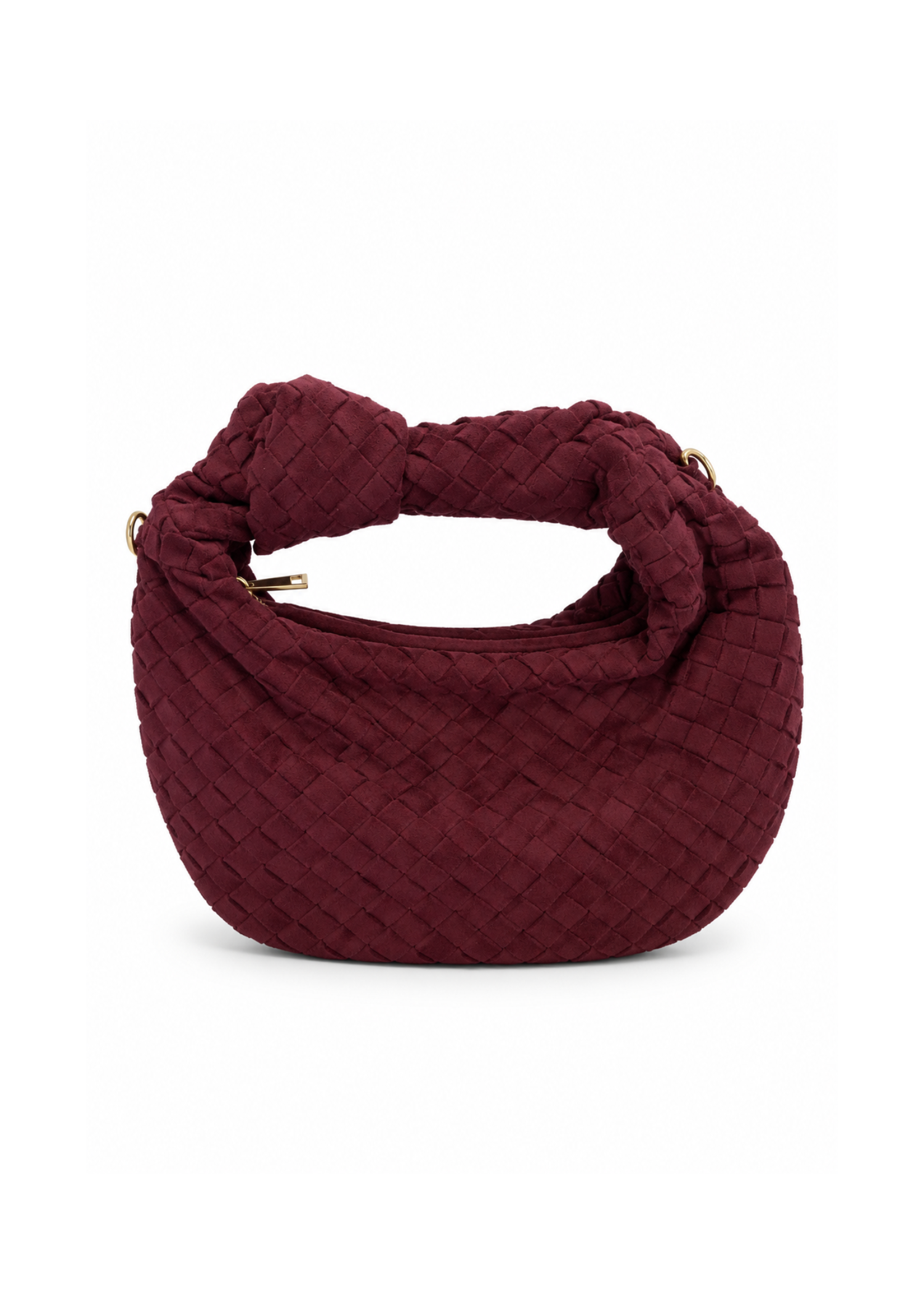 Borsa in suede vino intrecciata con nodo