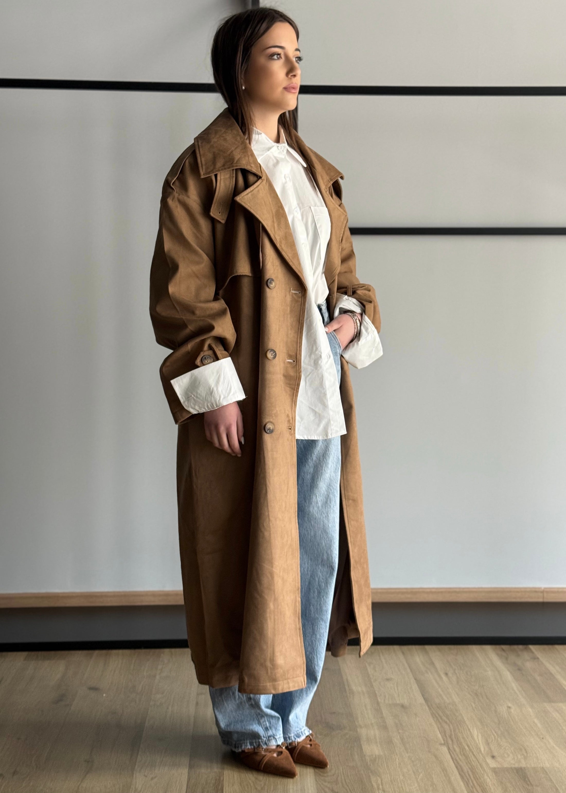 Trench THEVICE in suede cammello