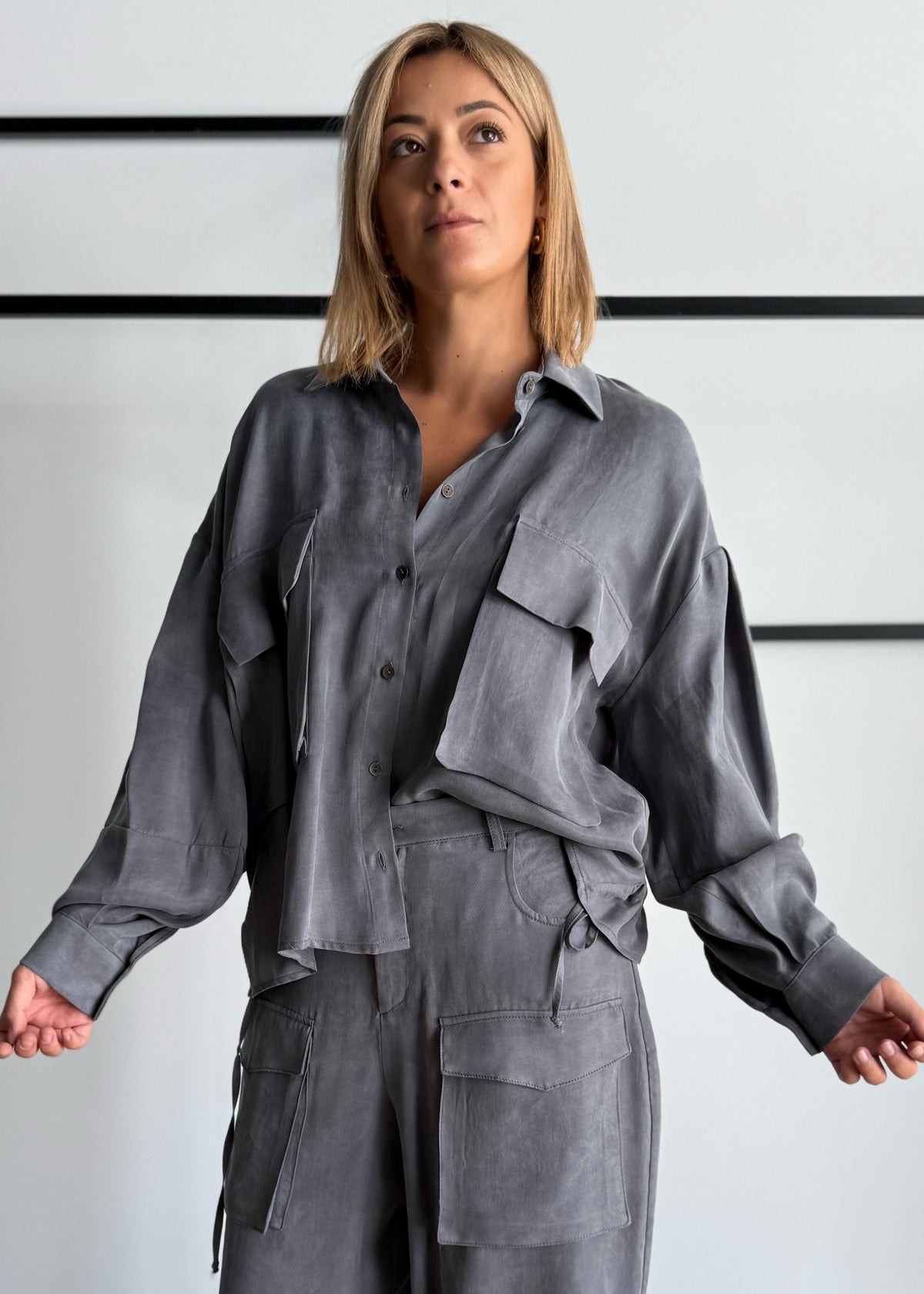 Camicia utility con coulisse Grigio - ZAHJR