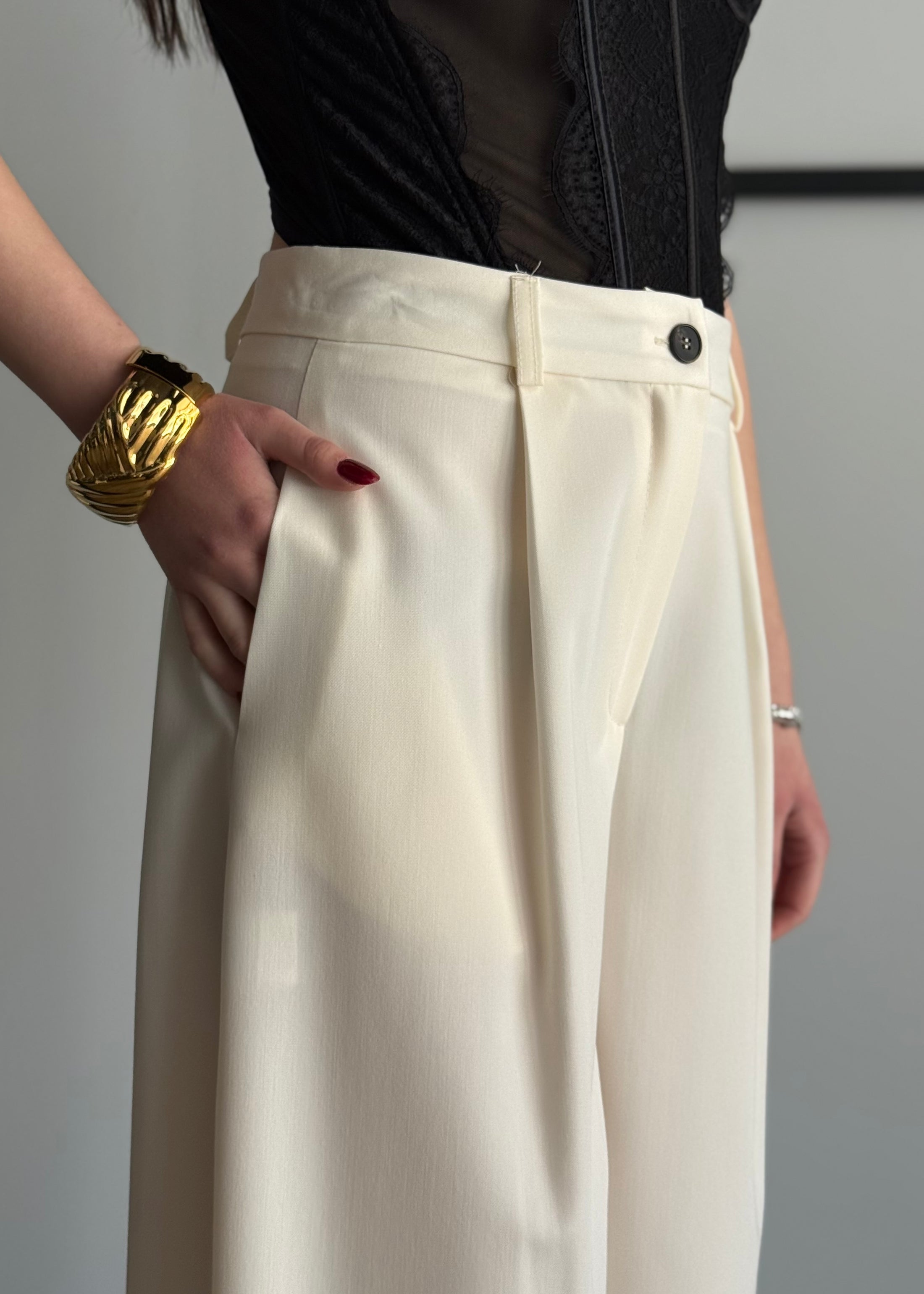Pantalone panna THEVICE a palazzo