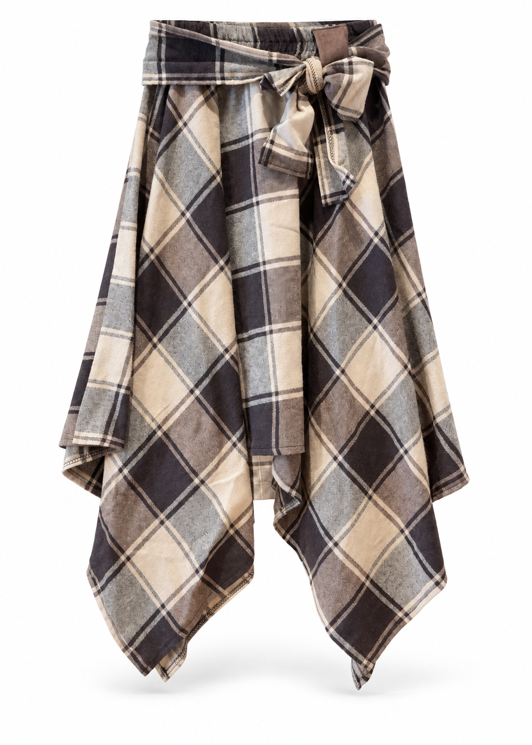 PREORDINE - Gonna tartan asimmetrica con fiocco