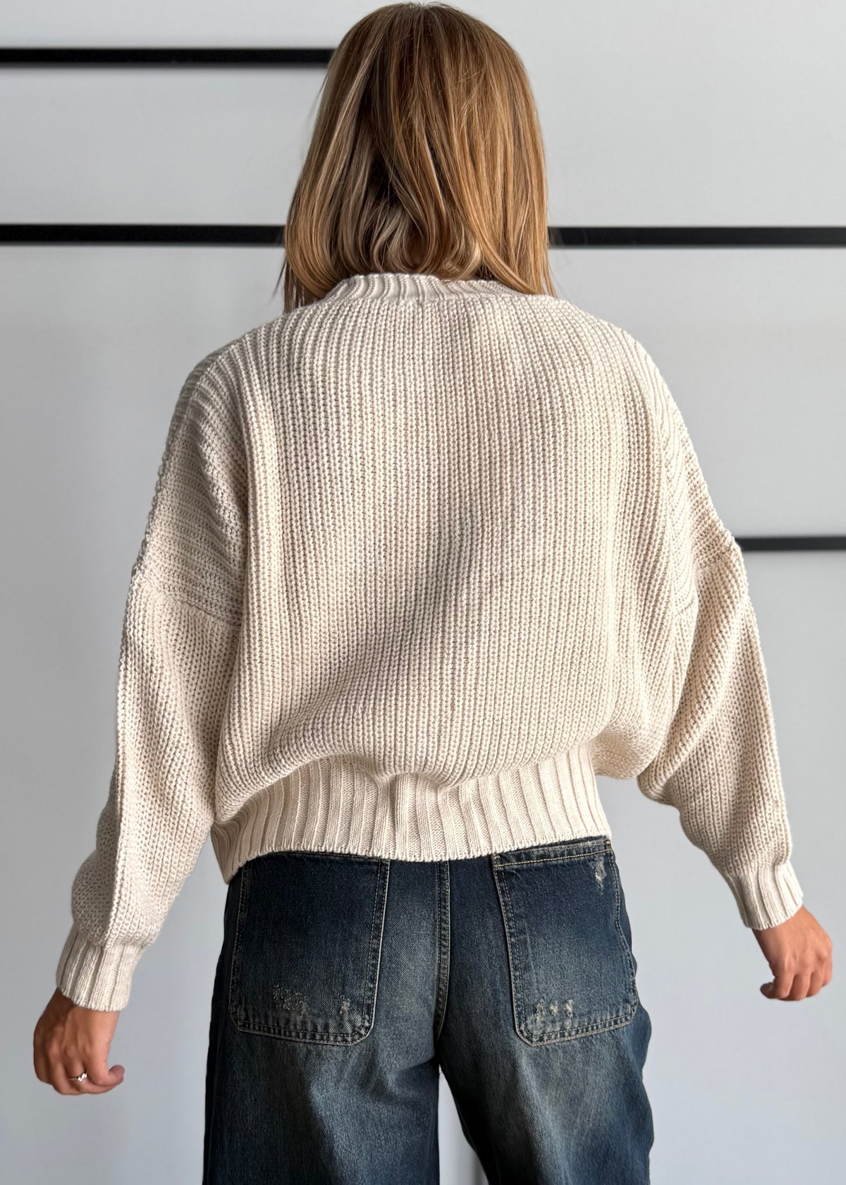 Cardigan chunky latte con bottoni - ZAHJR