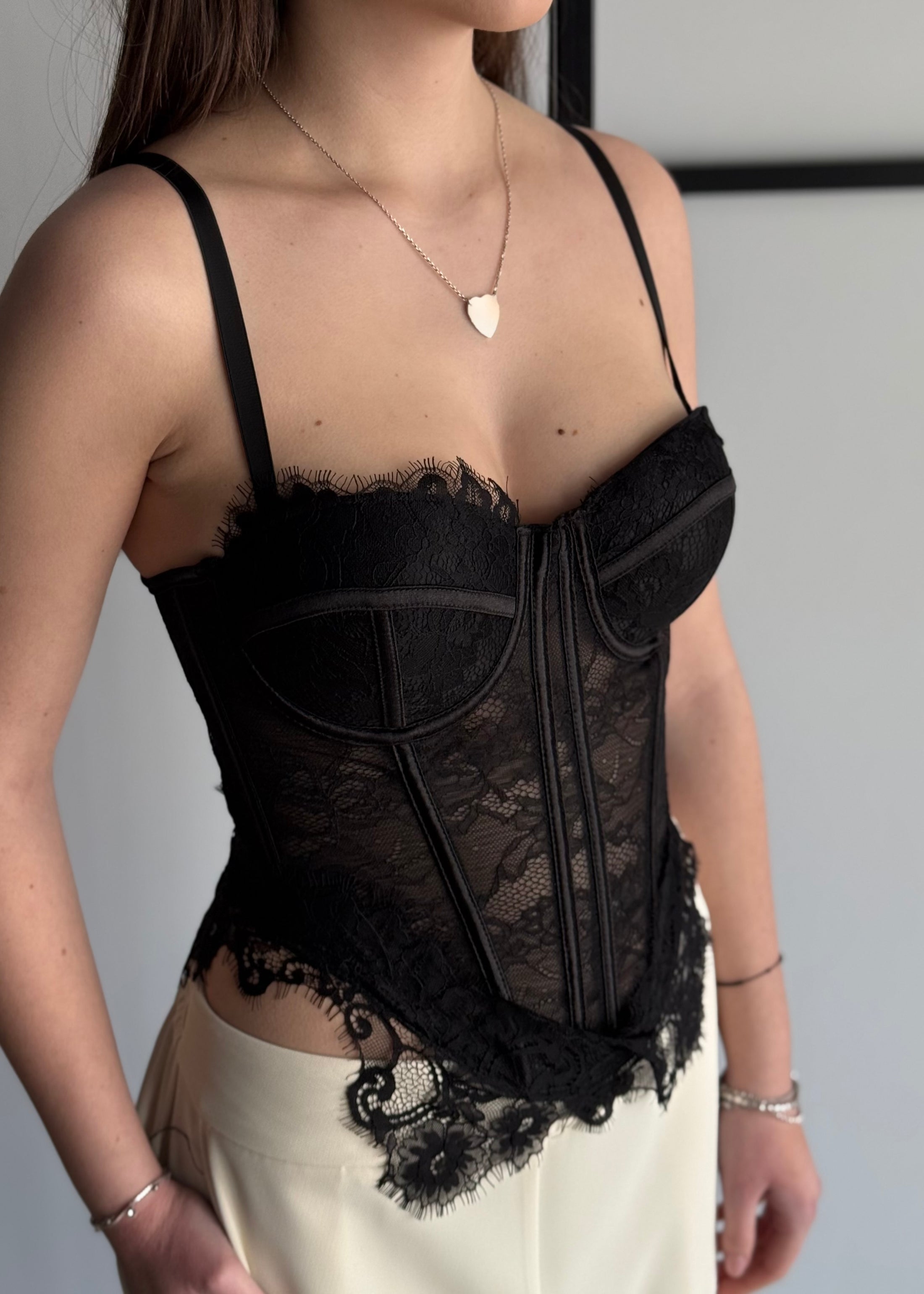 Bustier THEVICE nero in pizzo