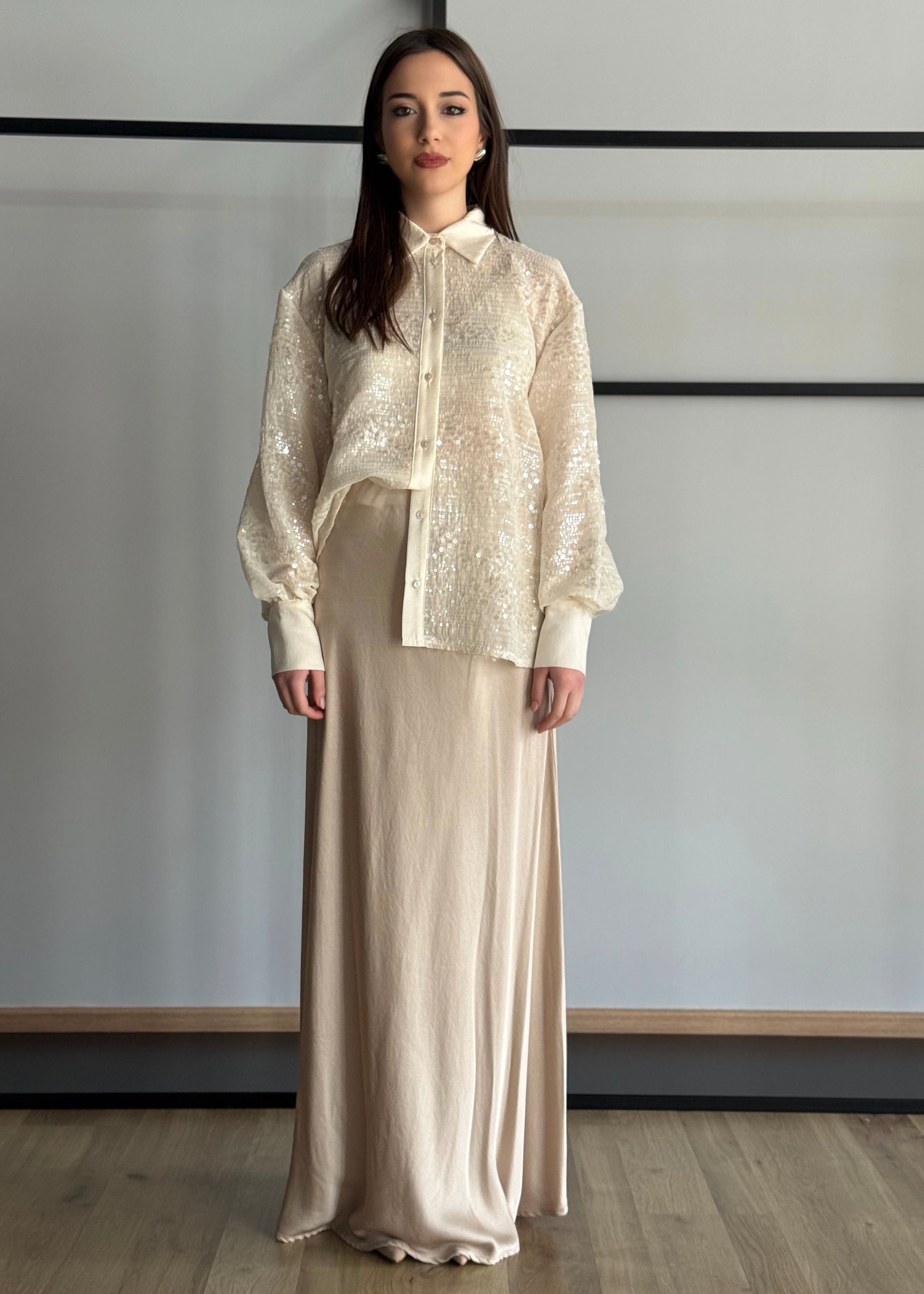 Camicia ZAHJR con paillettes latte