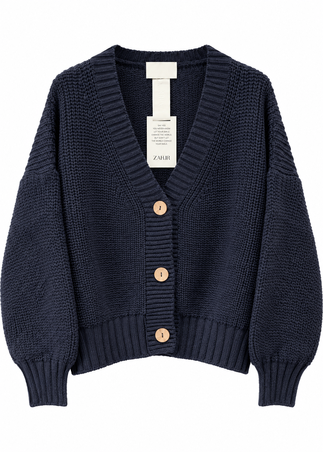 Cardigan chunky blu con bottoni - ZAHJR