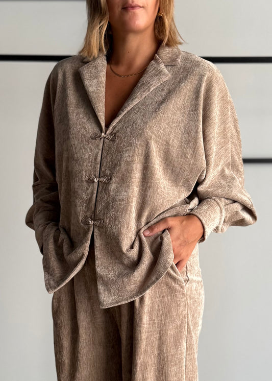 Camicia cashà in velluto con alamari - PHILIALOFT