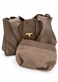 Carica l'immagine nel visualizzatore della galleria, Borsa shopper taupe con chiusura turn lock
