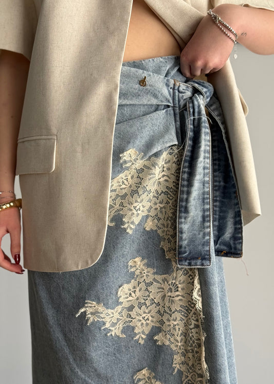 Gonna denim PHILIALOFT con pizzo
