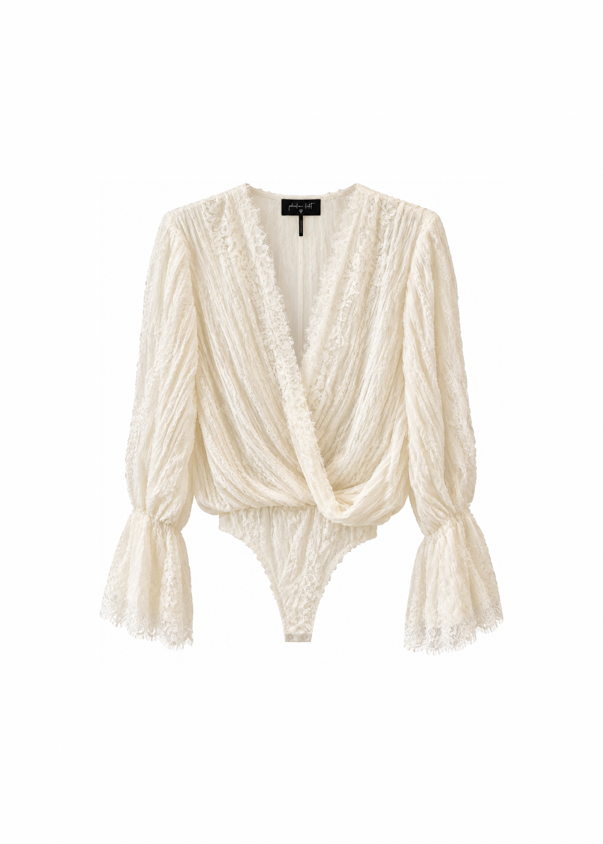 Body panna in pizzo con scollo incrociato - PHILIALOFT