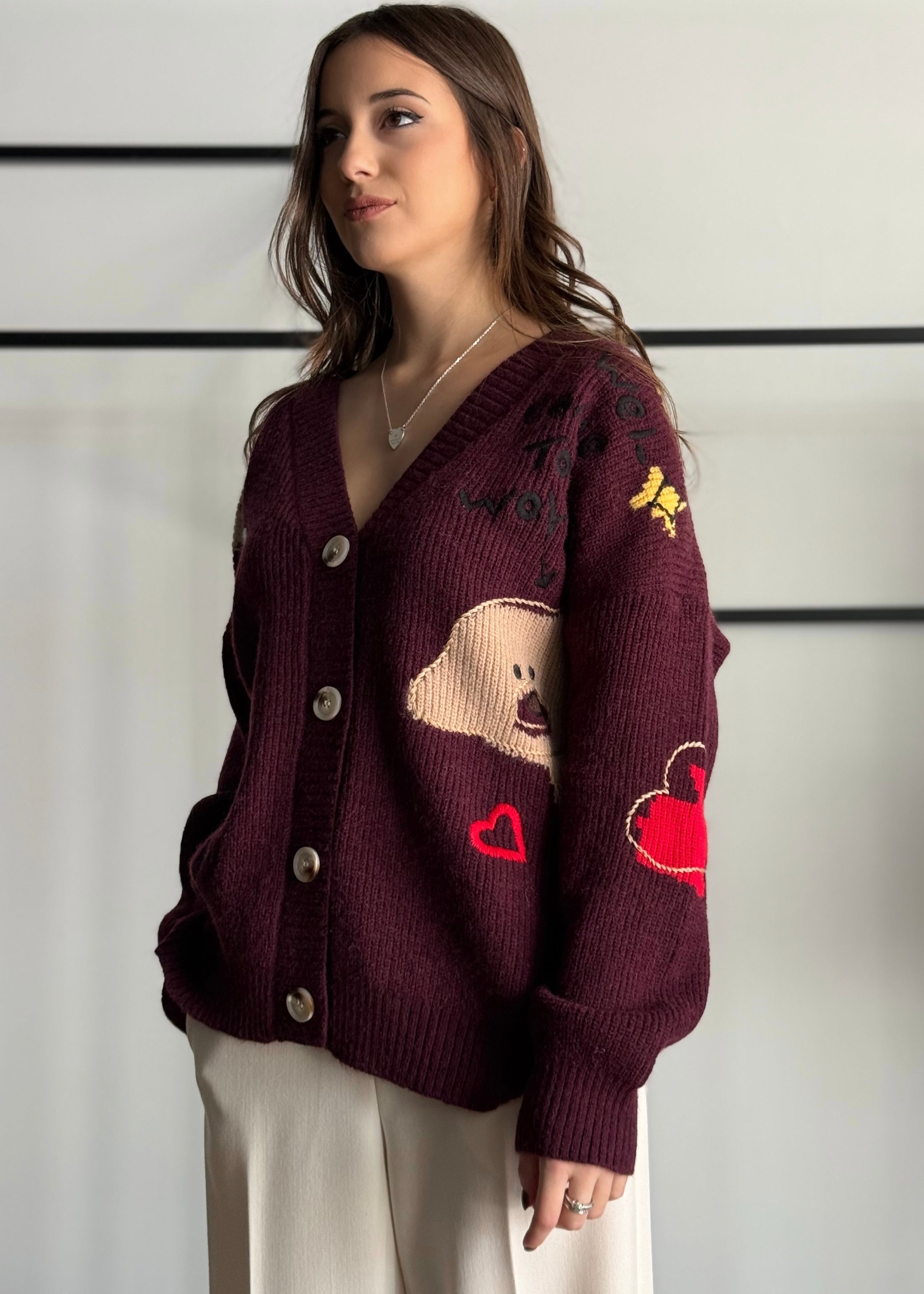 Cardigan KONTATTO con ricami cartoon
