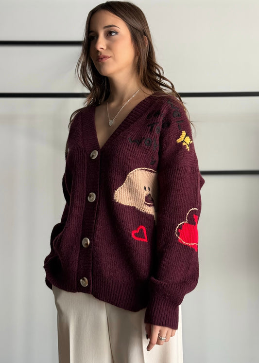 Cardigan KONTATTO con ricami cartoon
