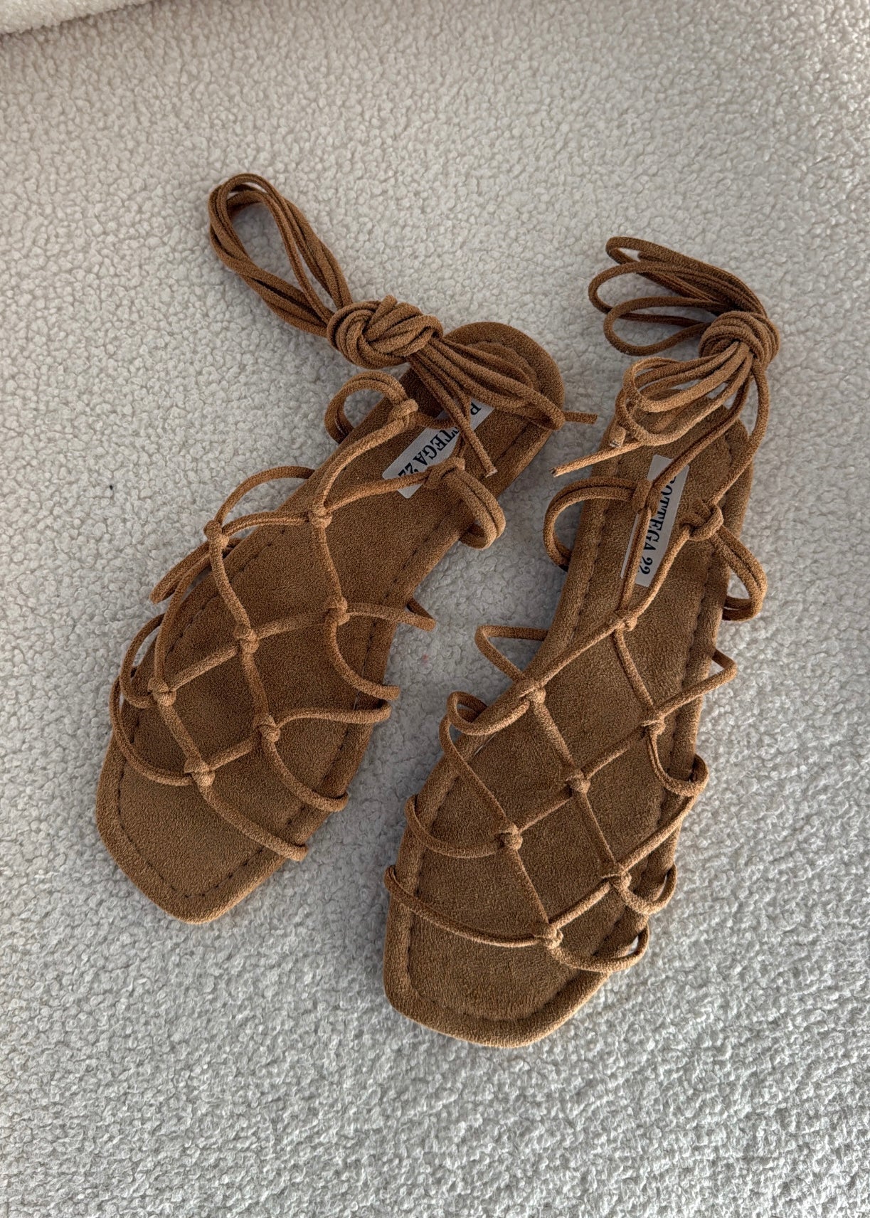 Sandali alla schiava in suede camel