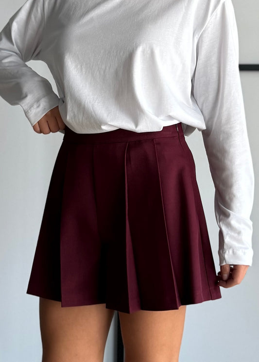 Gonna pantaloncino a pieghe vino - ZAHJR