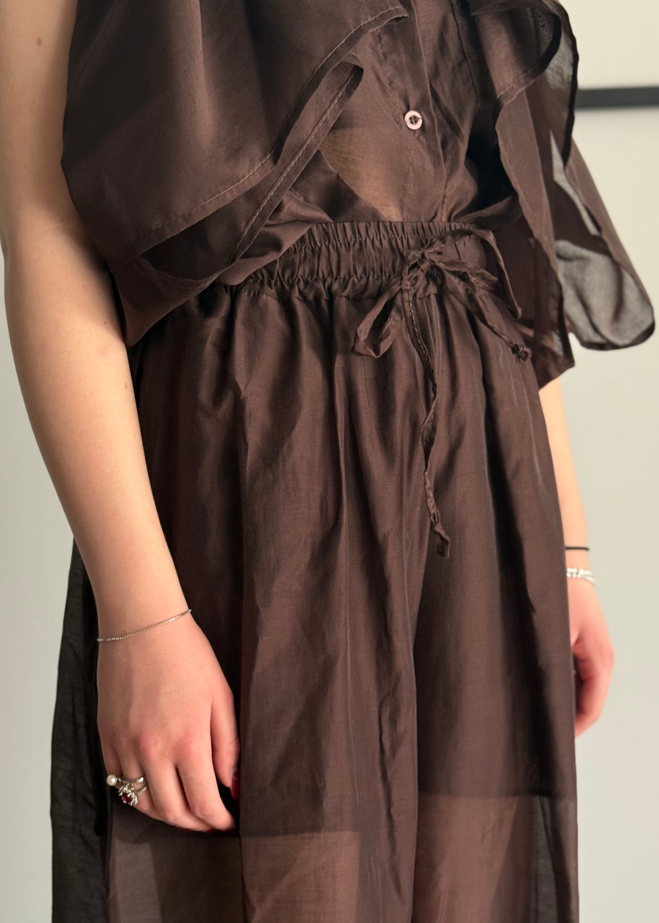 Pantalone balloon trasparente moro