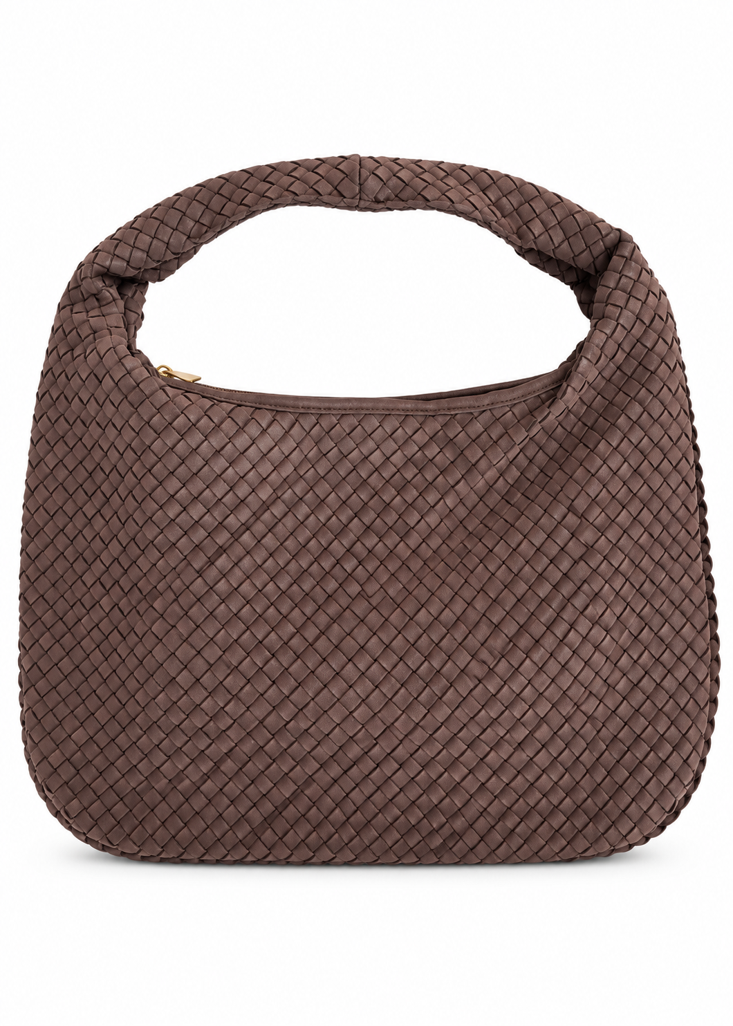 Borsa hobo intrecciata in suede moro