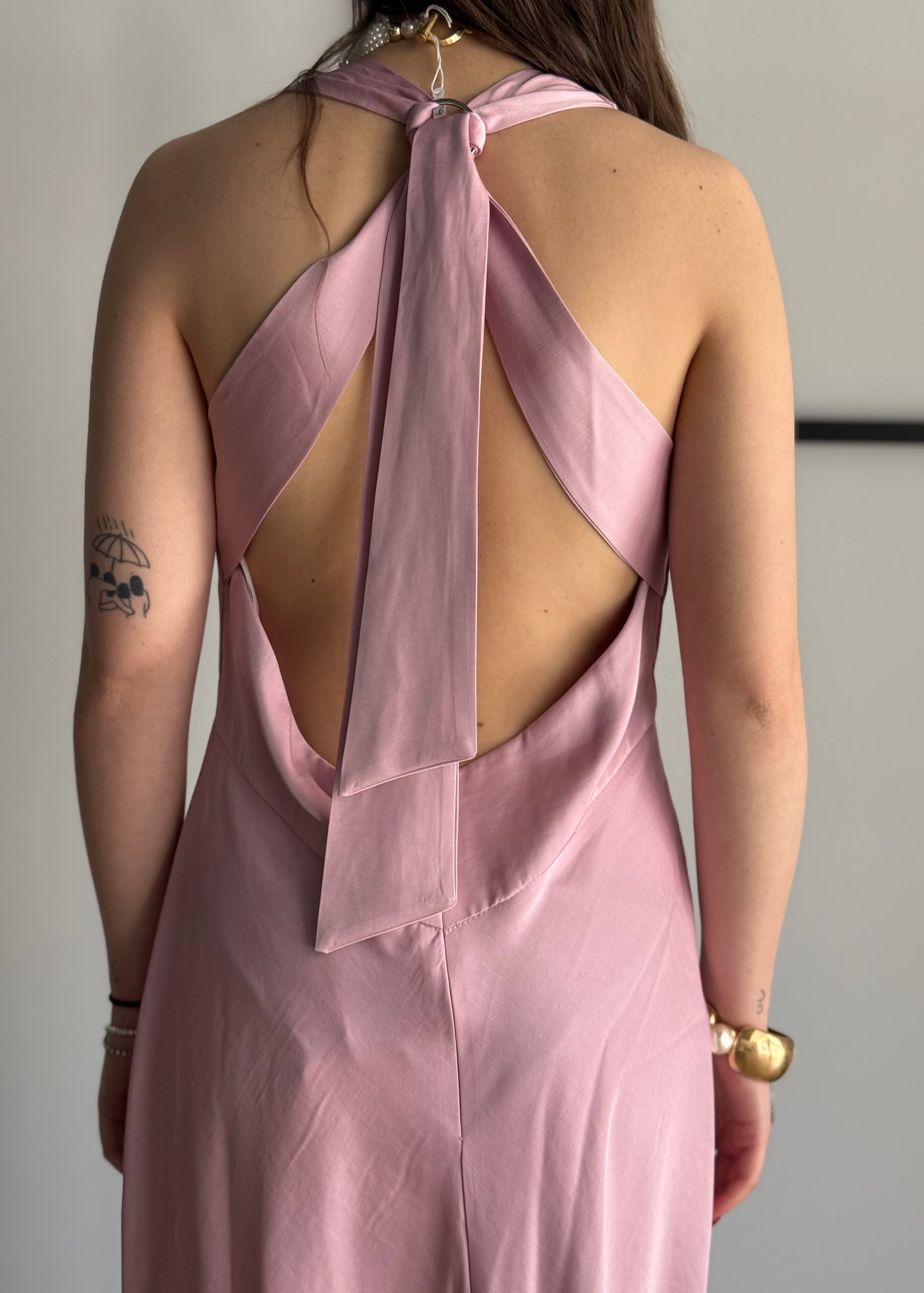 Abito lungo KONTATTO rosa con scollo schiena