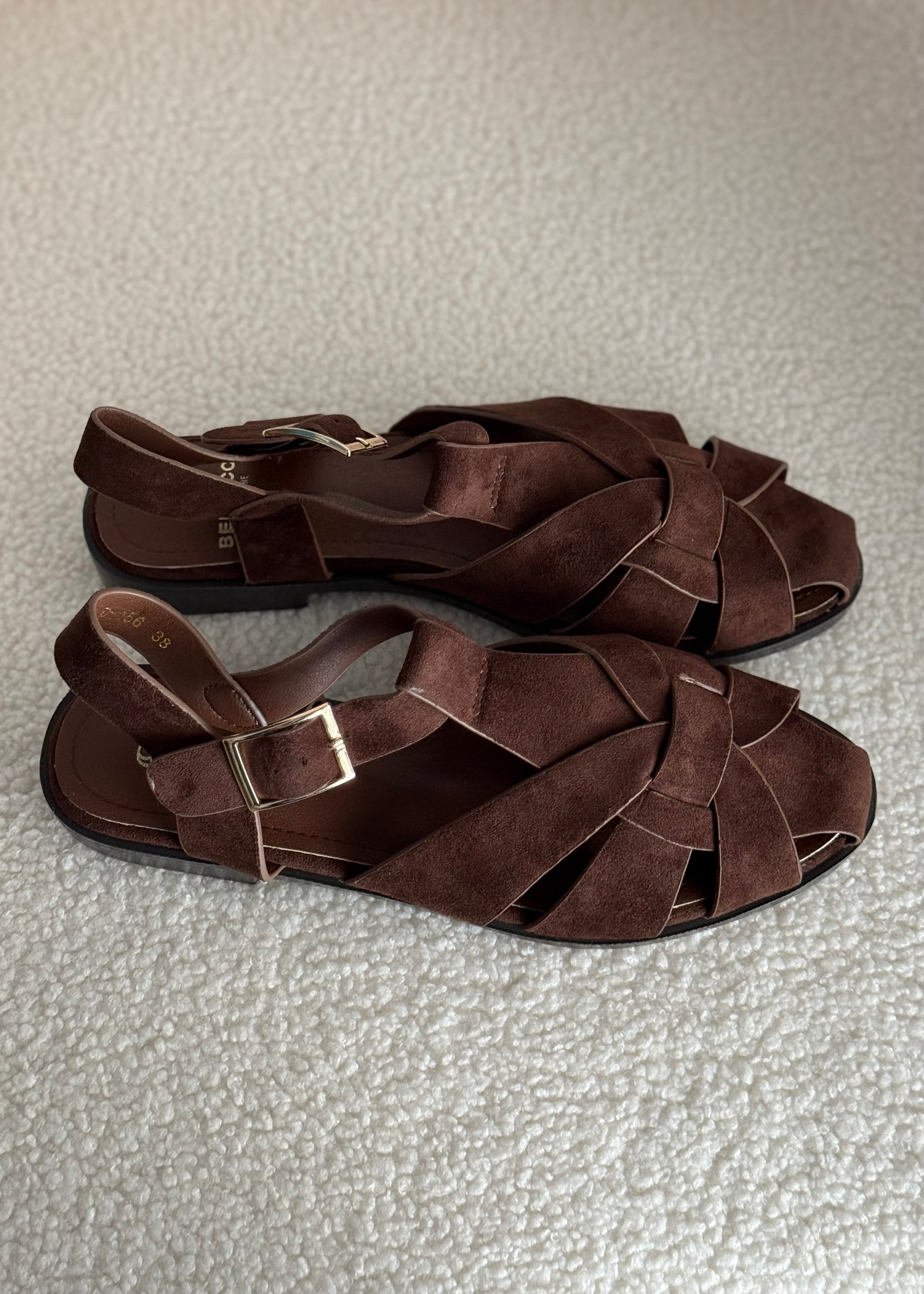 Sandali flat THEVICE intrecciati moro