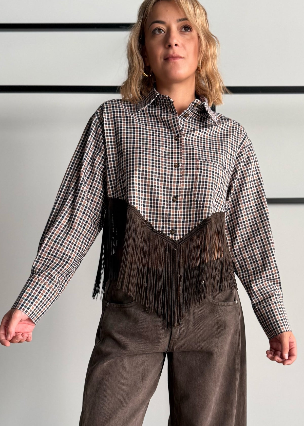 Camicia check con frange moro - PHILIALOFT