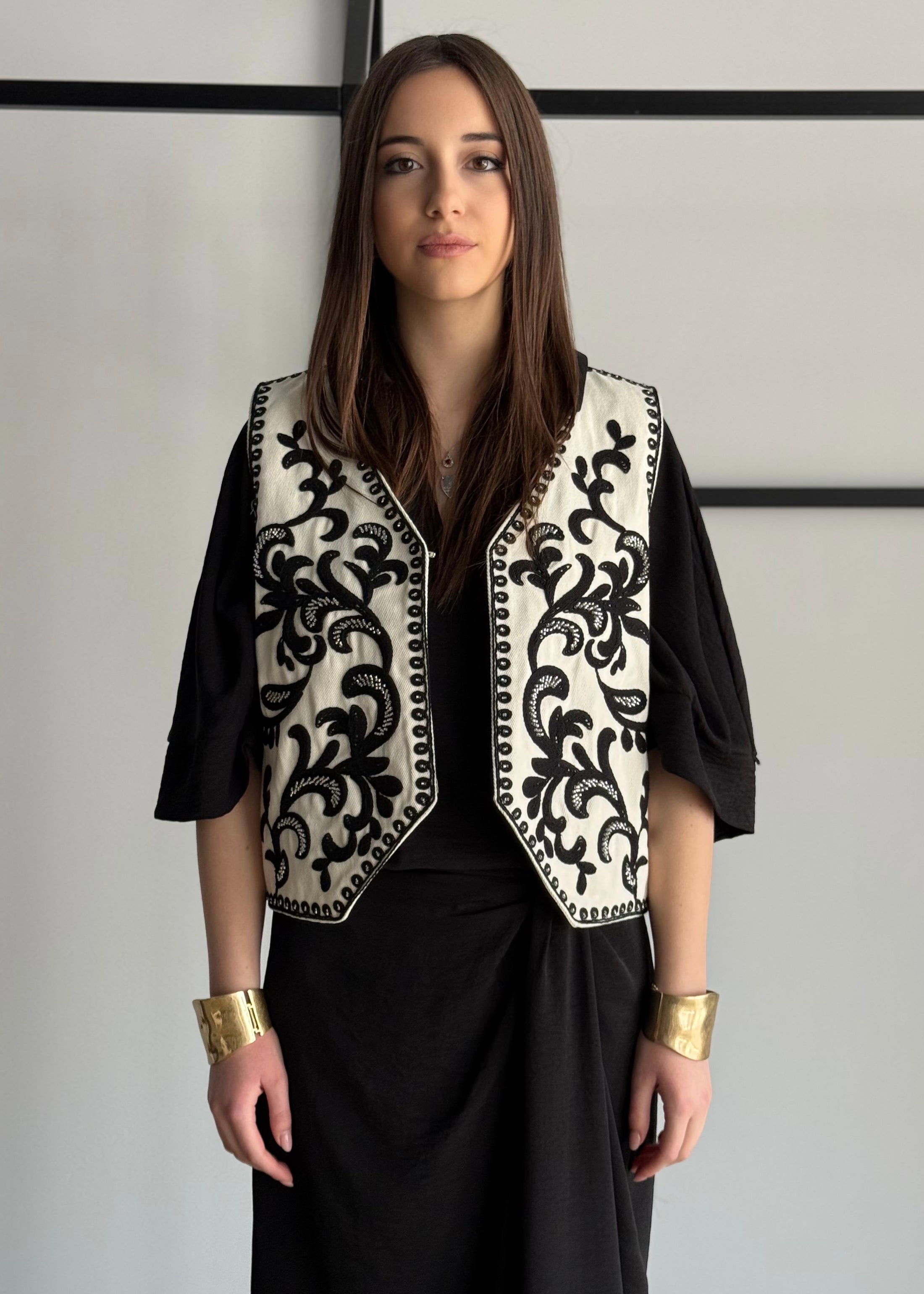 Gilet PHILIALOFT ricamato ecrù
