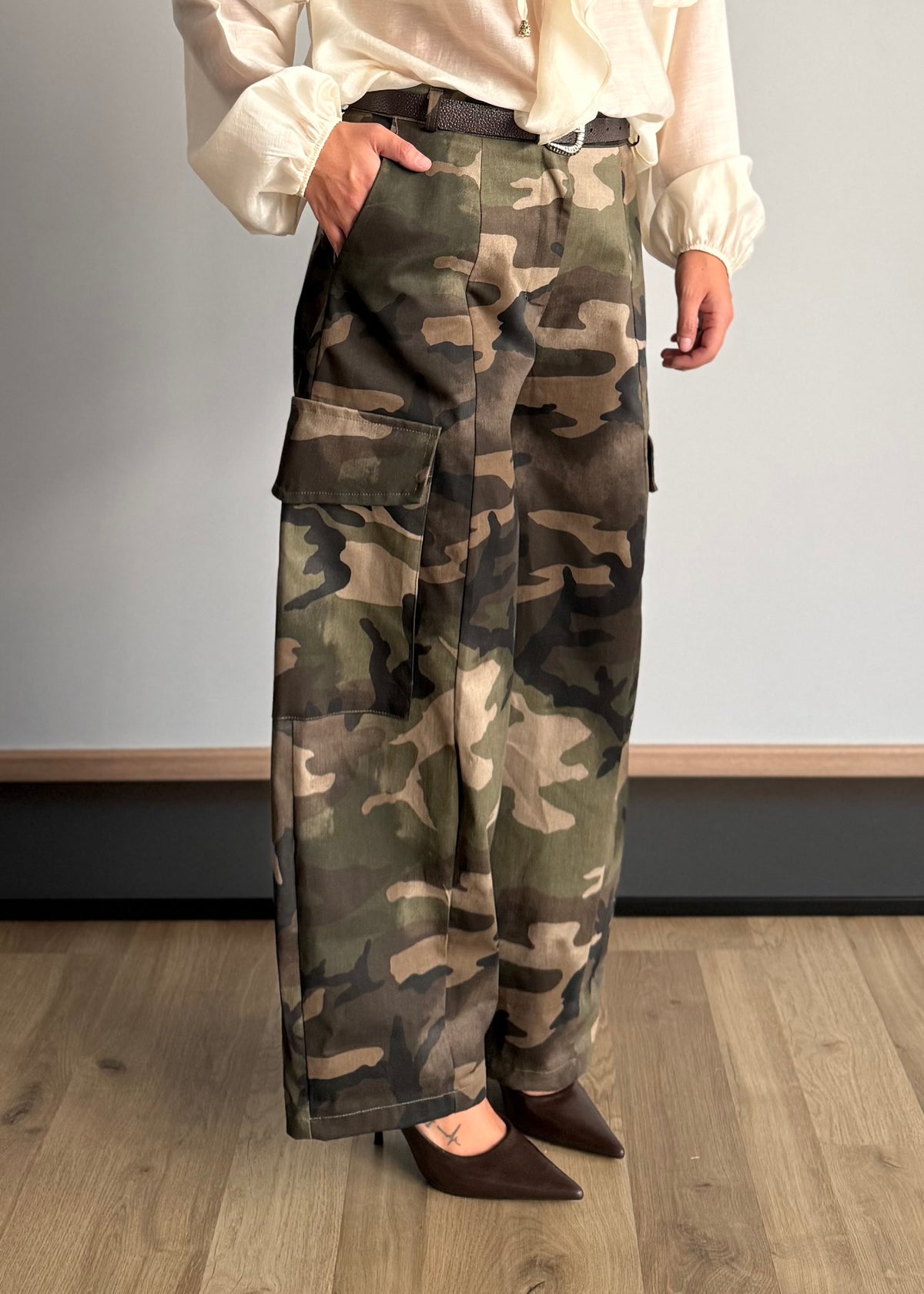 Pantalone cargo camouflage con cintura - PHILIALOFT