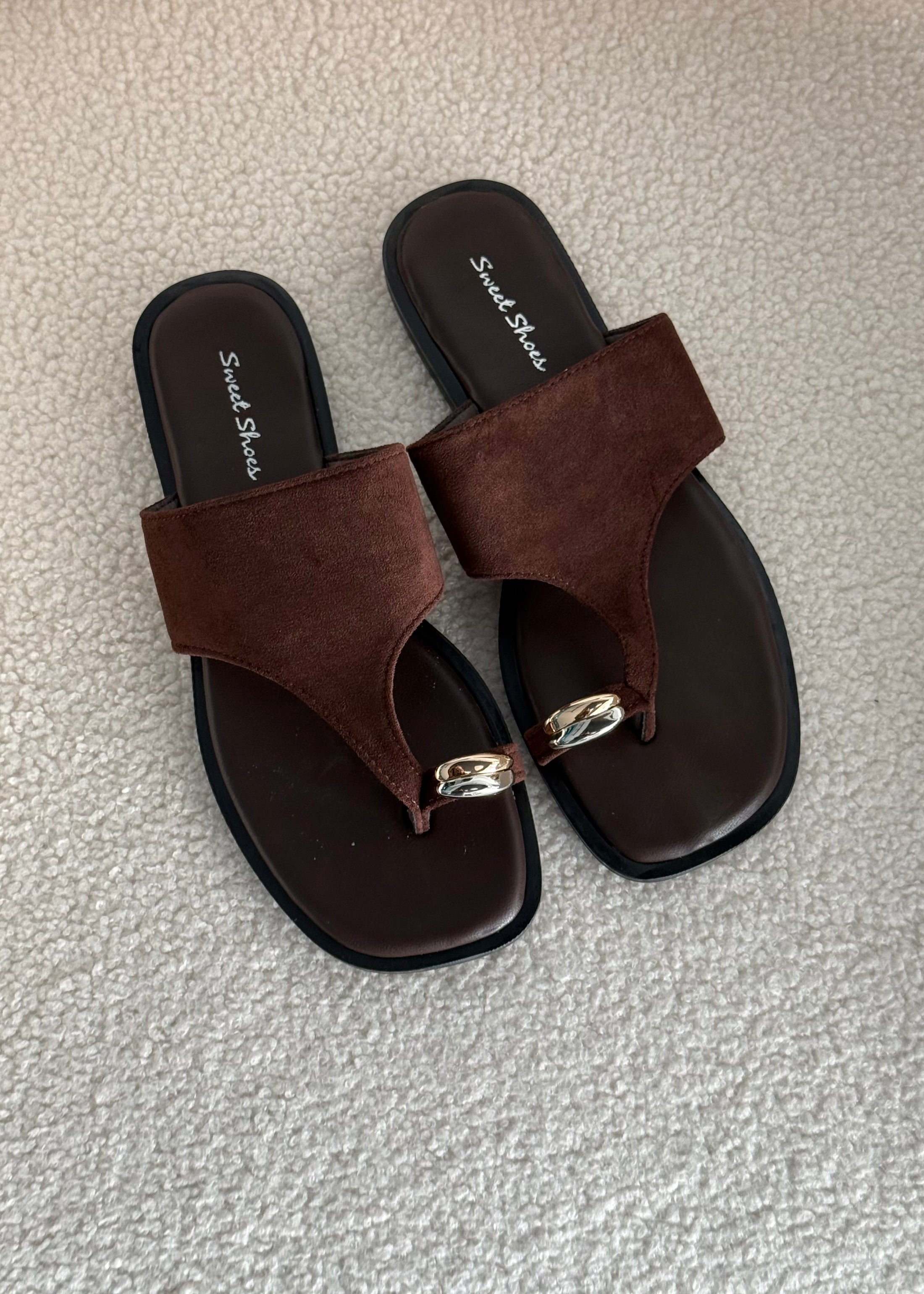 Sandali infradito in suede moro
