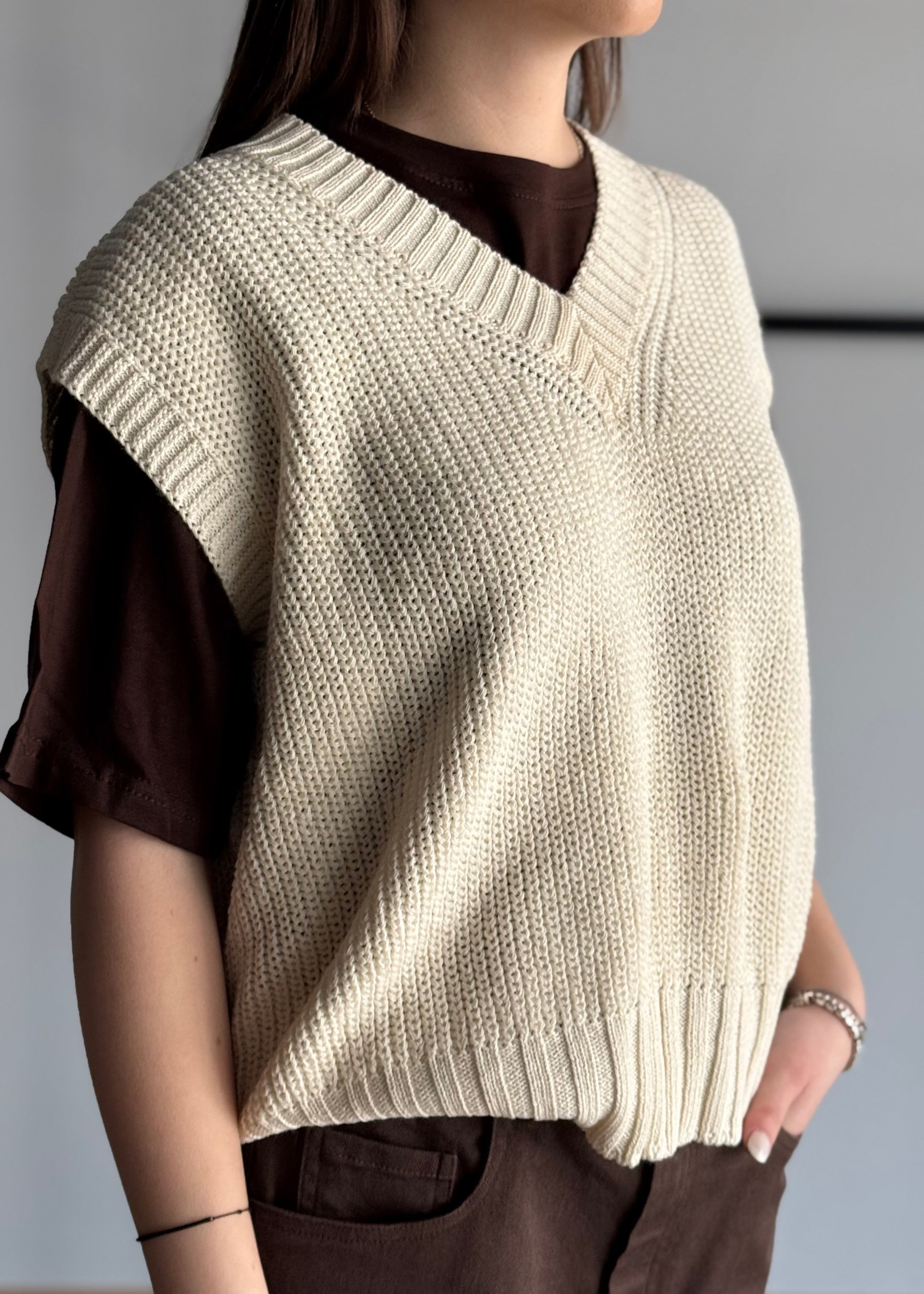 Gilet ZAHJR in maglia latte