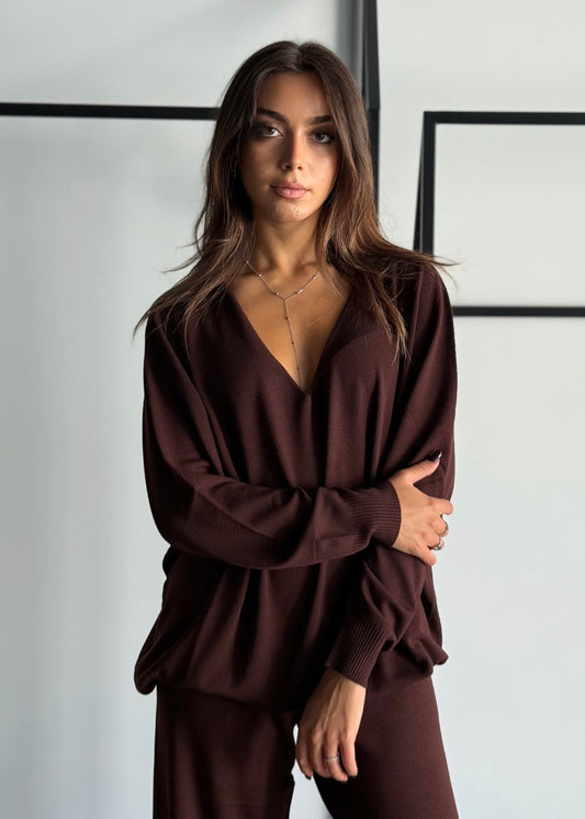 Maglia in viscosa scollo a V -KONTATTO