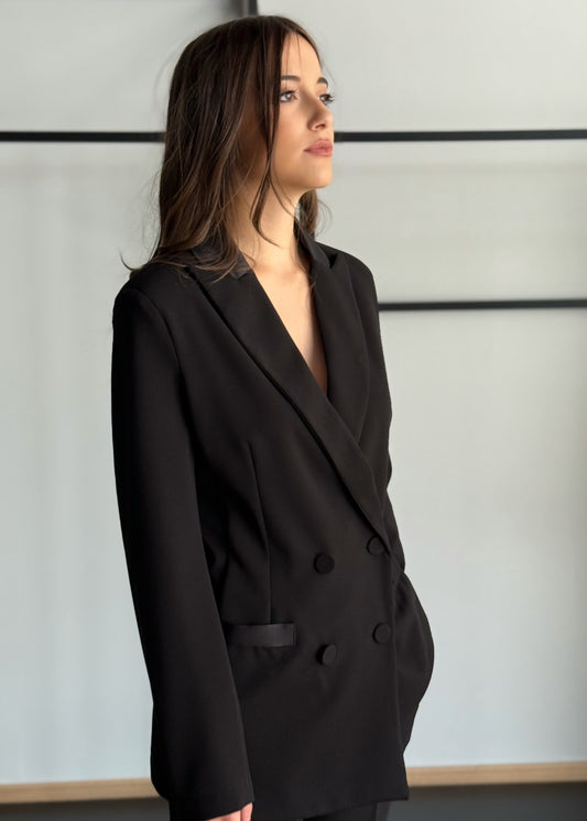 Giacca doppiopetto nera-ZAHJR