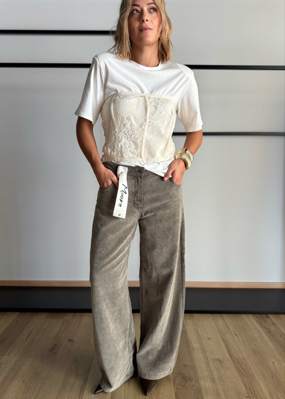 T-shirt con corsetto in pizzo - PHILIALOFT