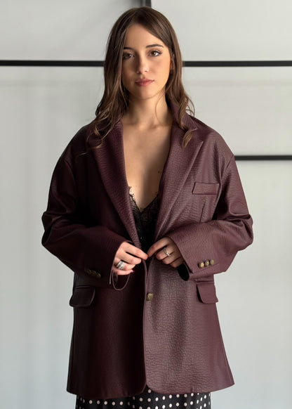 Giacca oversize in eco-pelle bordeaux -ZAHJR