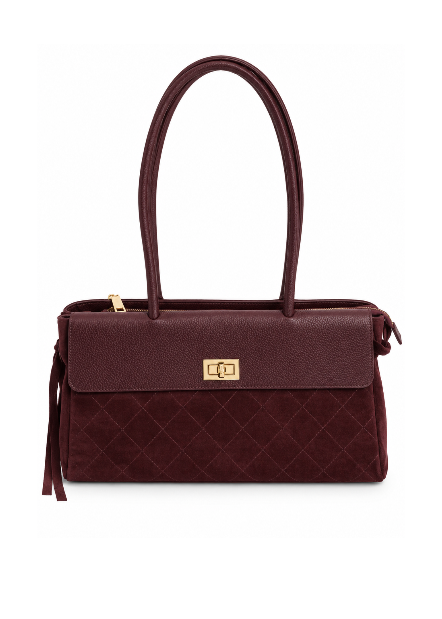 Borsa in pelle e suede vino