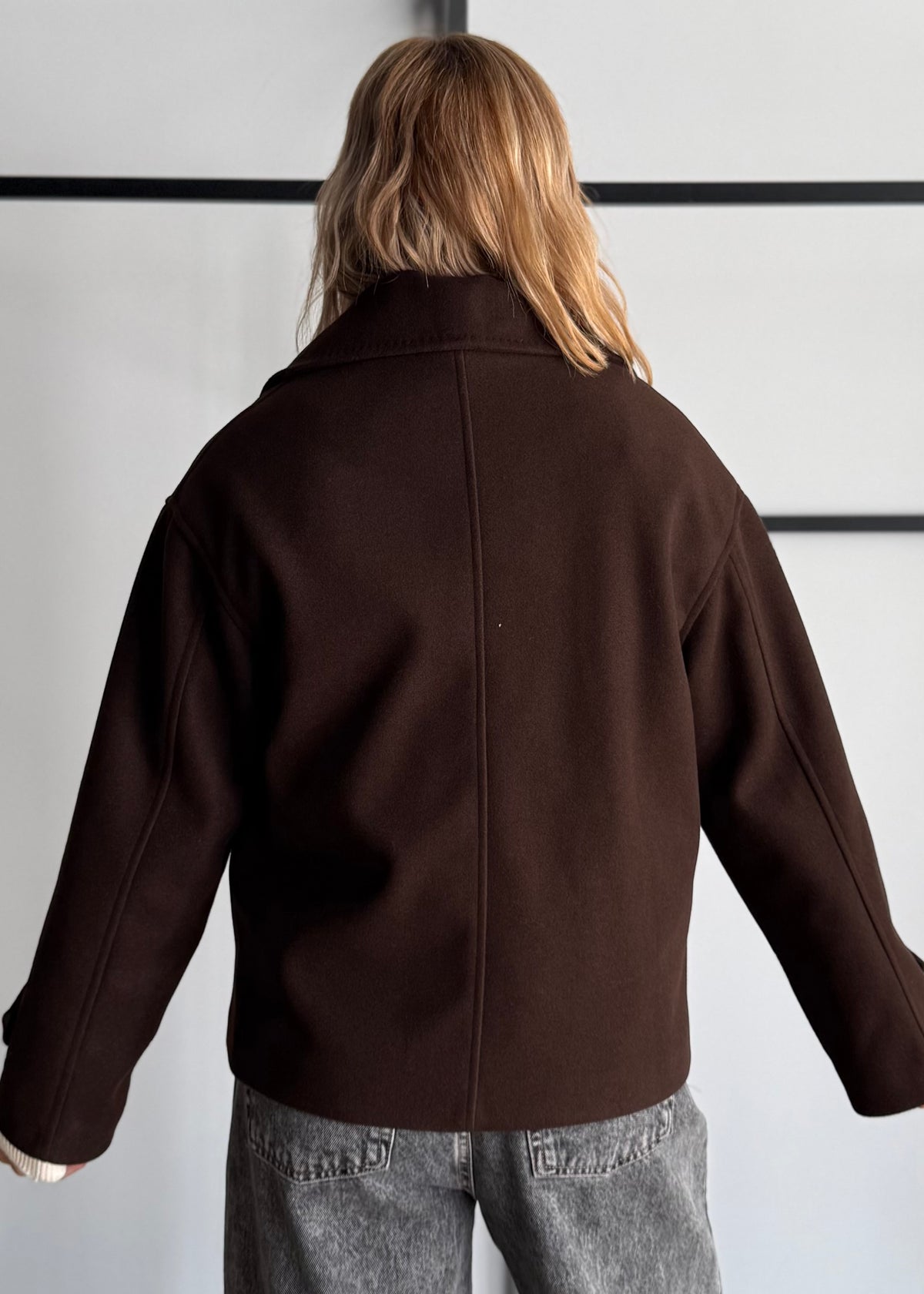 Cappotto doppiopetto moro con maxi revers - ZAHJR