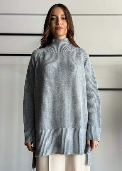 Maglia dolcevita a coste laterali -KONTATTO