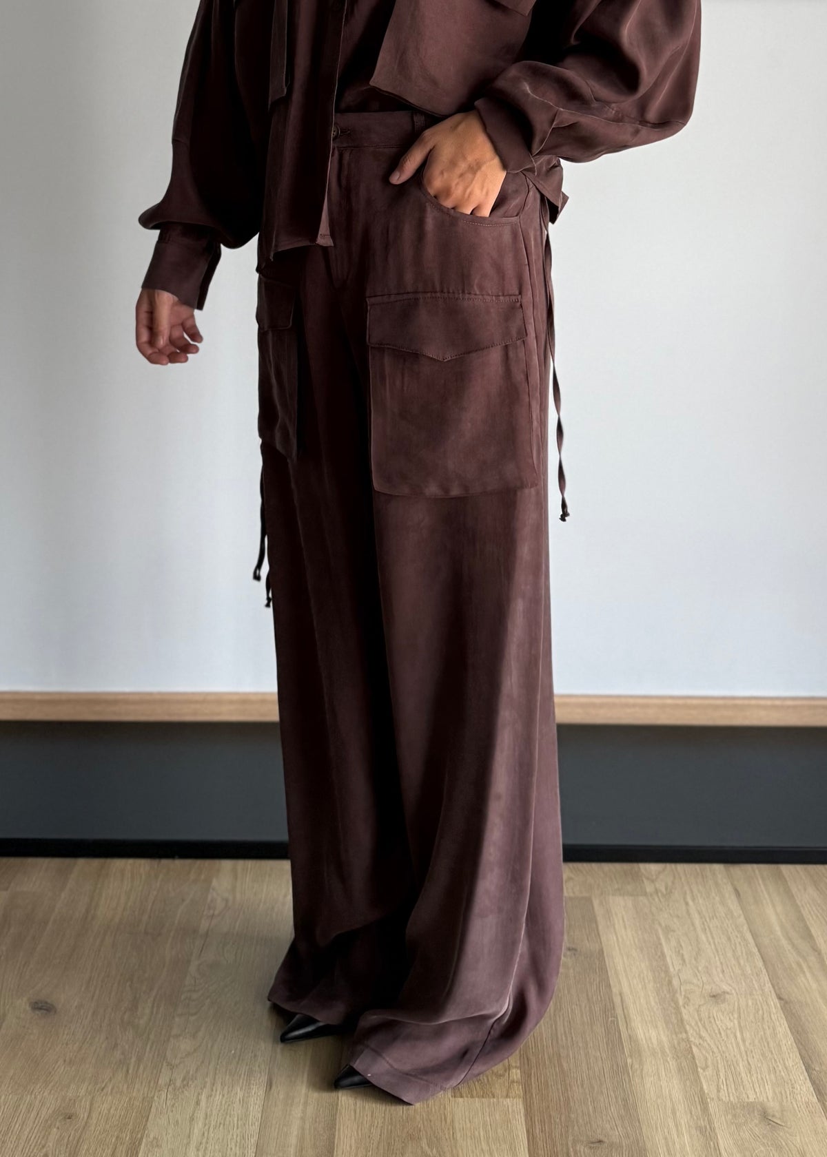 Pantalone cargo wide leg moro - ZAHJR