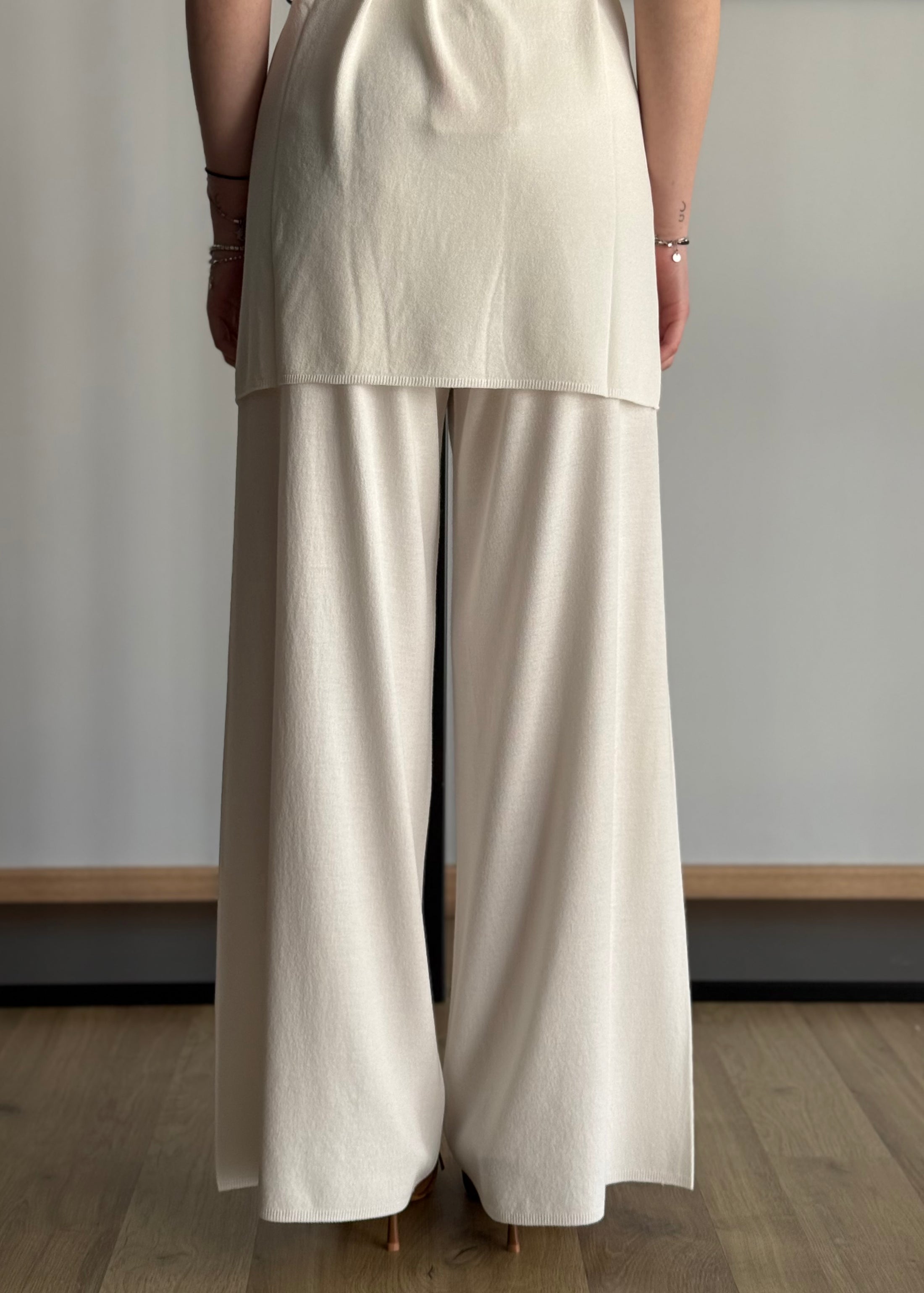 Pantalone KONTATTO panna gamba ampia